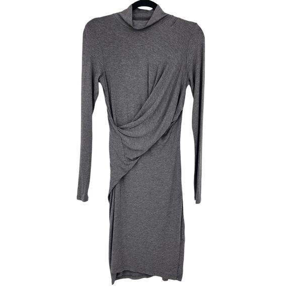 Theory Gloria Sulla Draped Long Sleeve Gray Dress Size Medium Modal Blend Womens - Picture 1 of 5